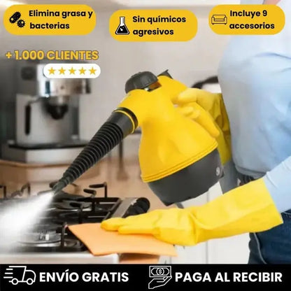 Limpiador a Vapor Multiuso + 9 Accesorios Gratis